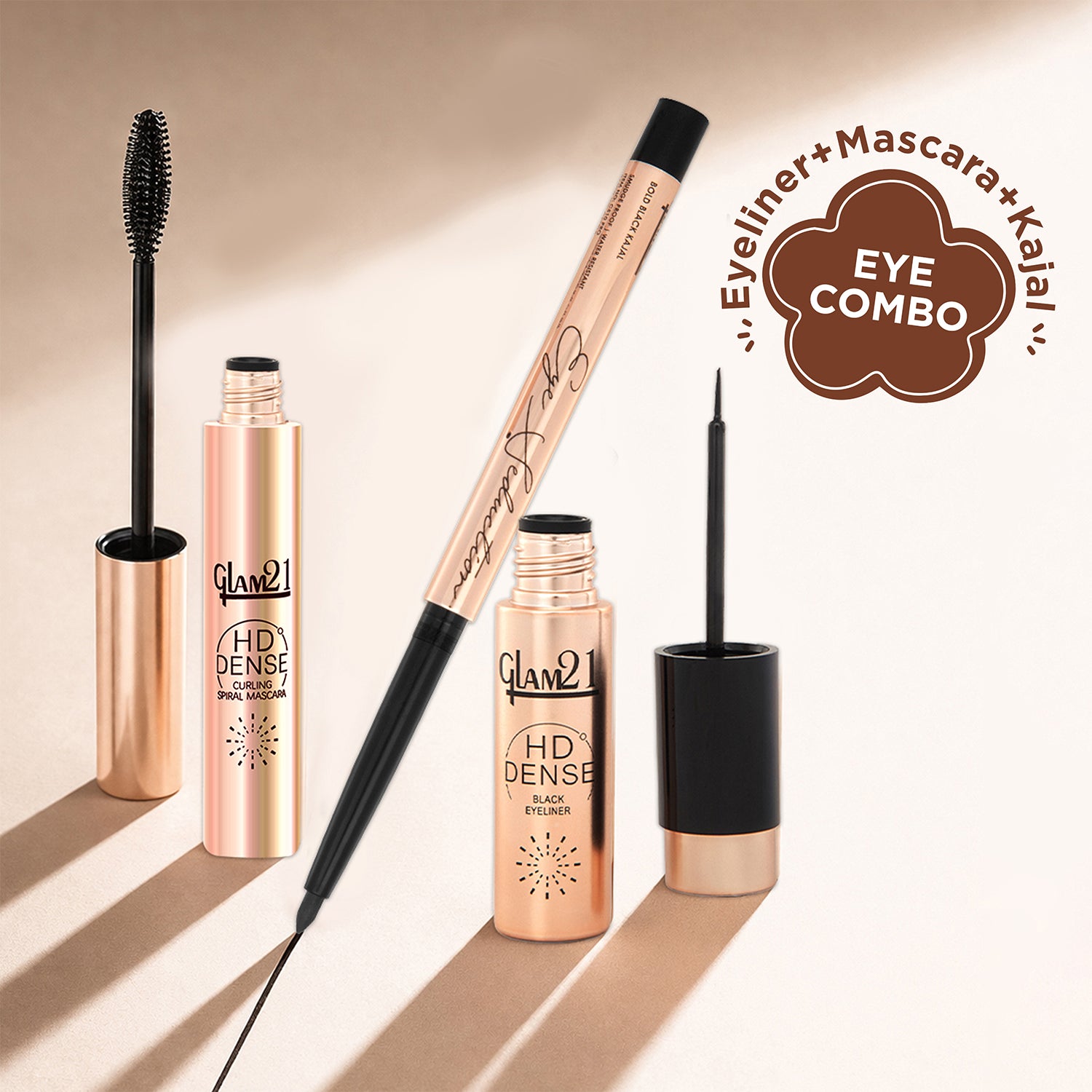 Eye Makeup Trio Combo –Mascara & Eyeliner & Kajal