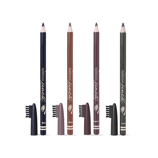 Glam21 4-in-1 Eyebrow Pencil Set - Black, Brown,Grey & Dark Brown (Pack of 4)