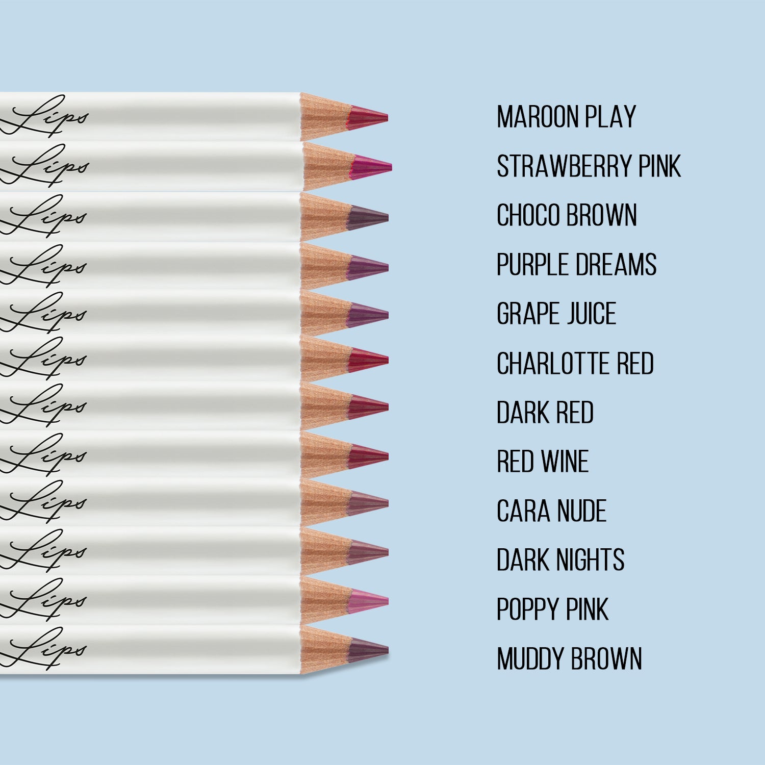 Loaded Lips Matte Lip Liner 12 Pieces Box