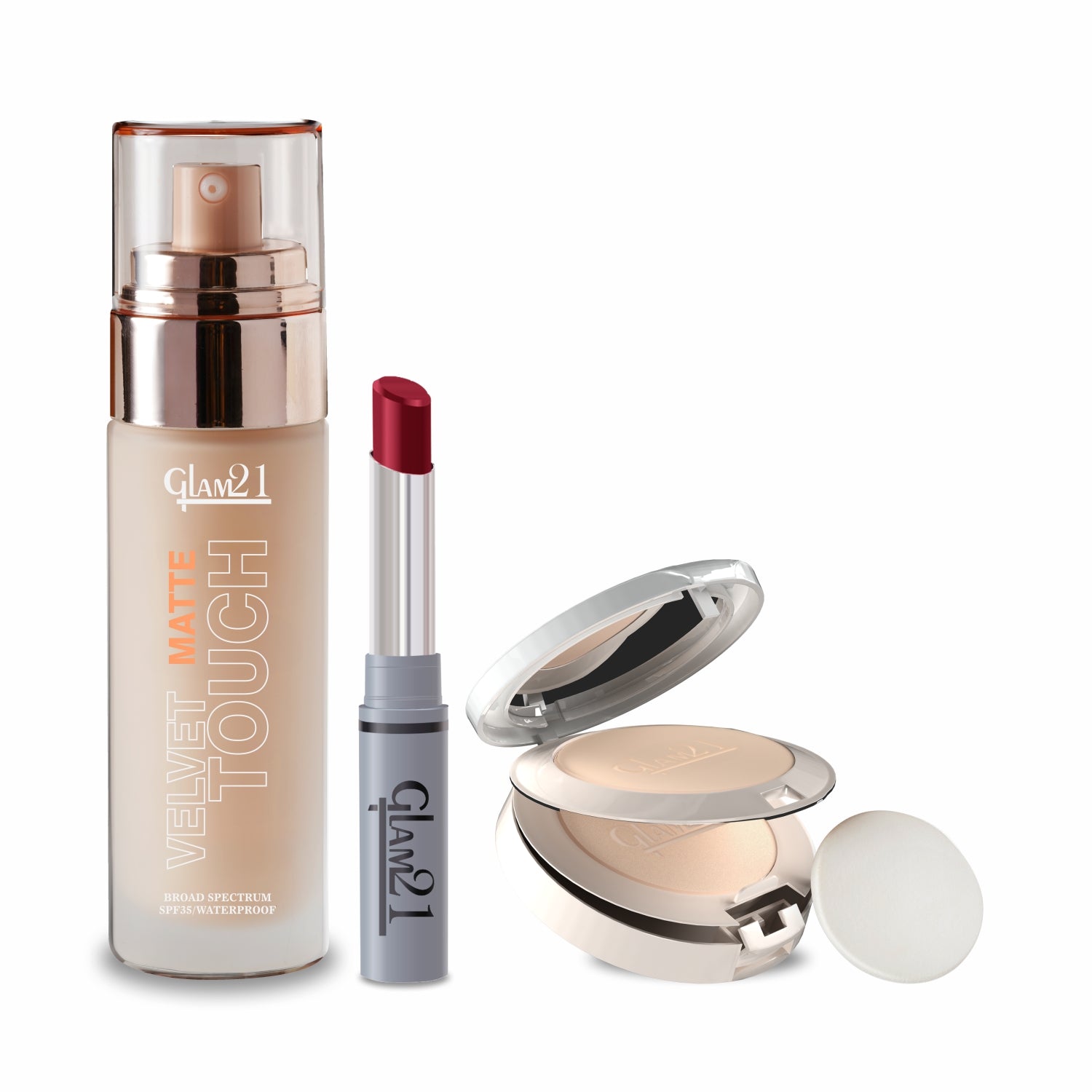 Compact Powder+Non-Transfer Lipstick+Silk Foundation Combo