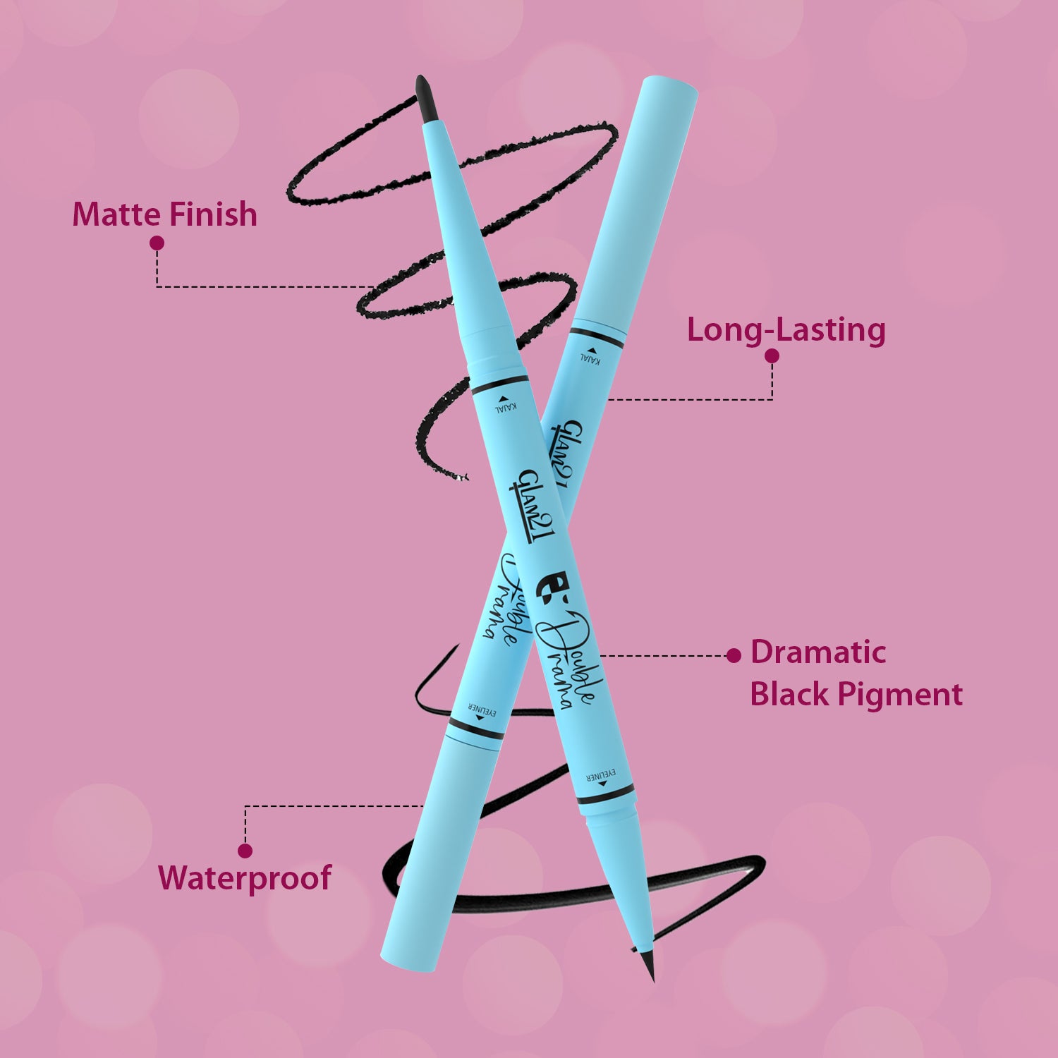 Two To Tango Lip Liner + Lipstick & Double Drama Kajal+ Eyeliner