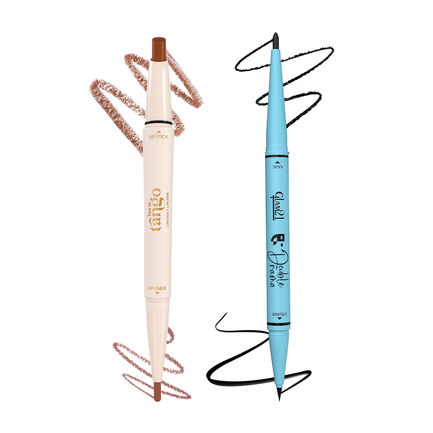 Two To Tango Lip Liner + Lipstick & Double Drama Kajal+ Eyeliner