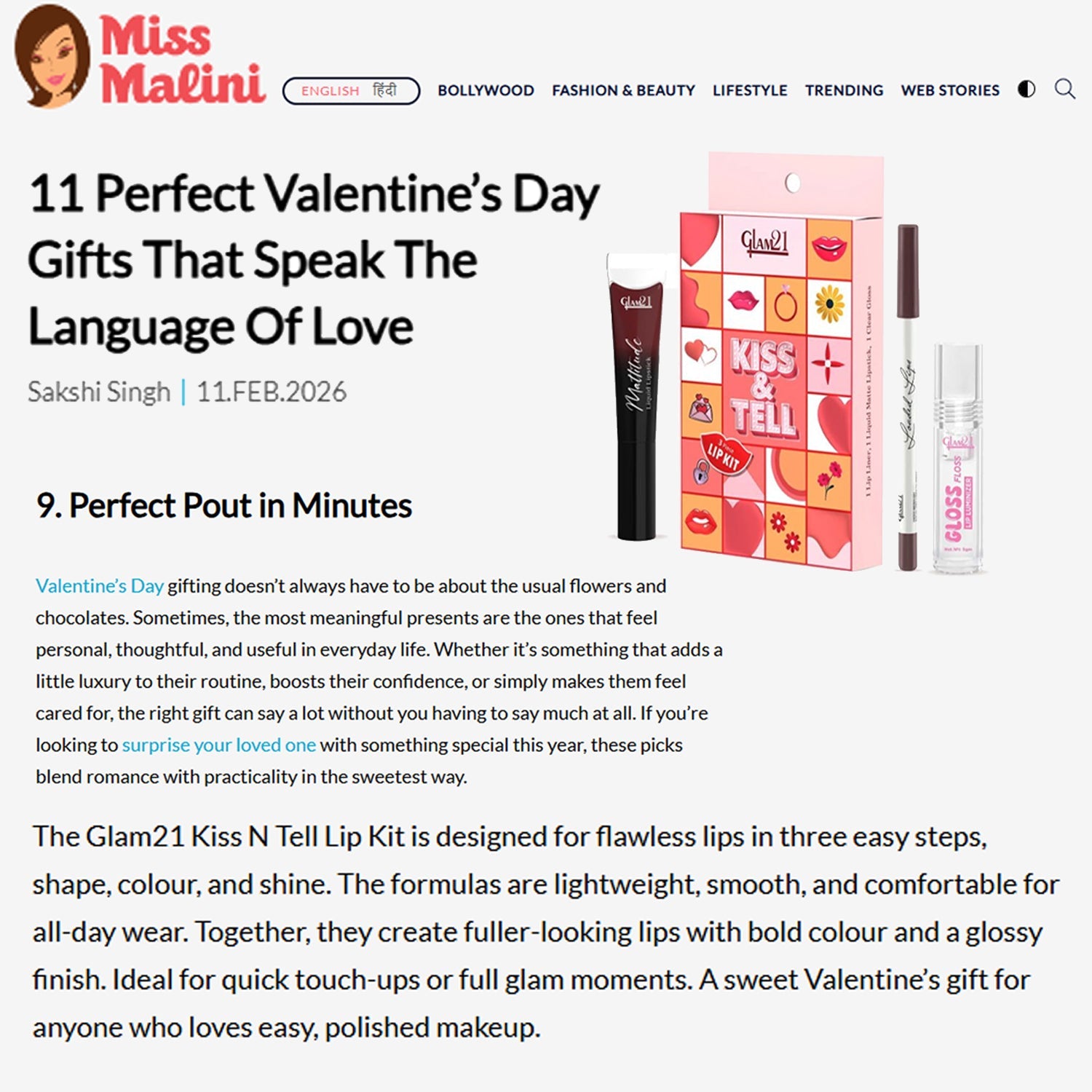 Kiss N Tell Lipkit featured in Miss Malini