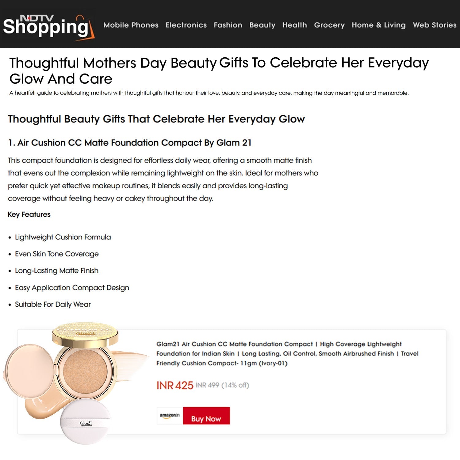 Air Cushion CC Matte Foundation Compact For Smooth Flawless Coverage