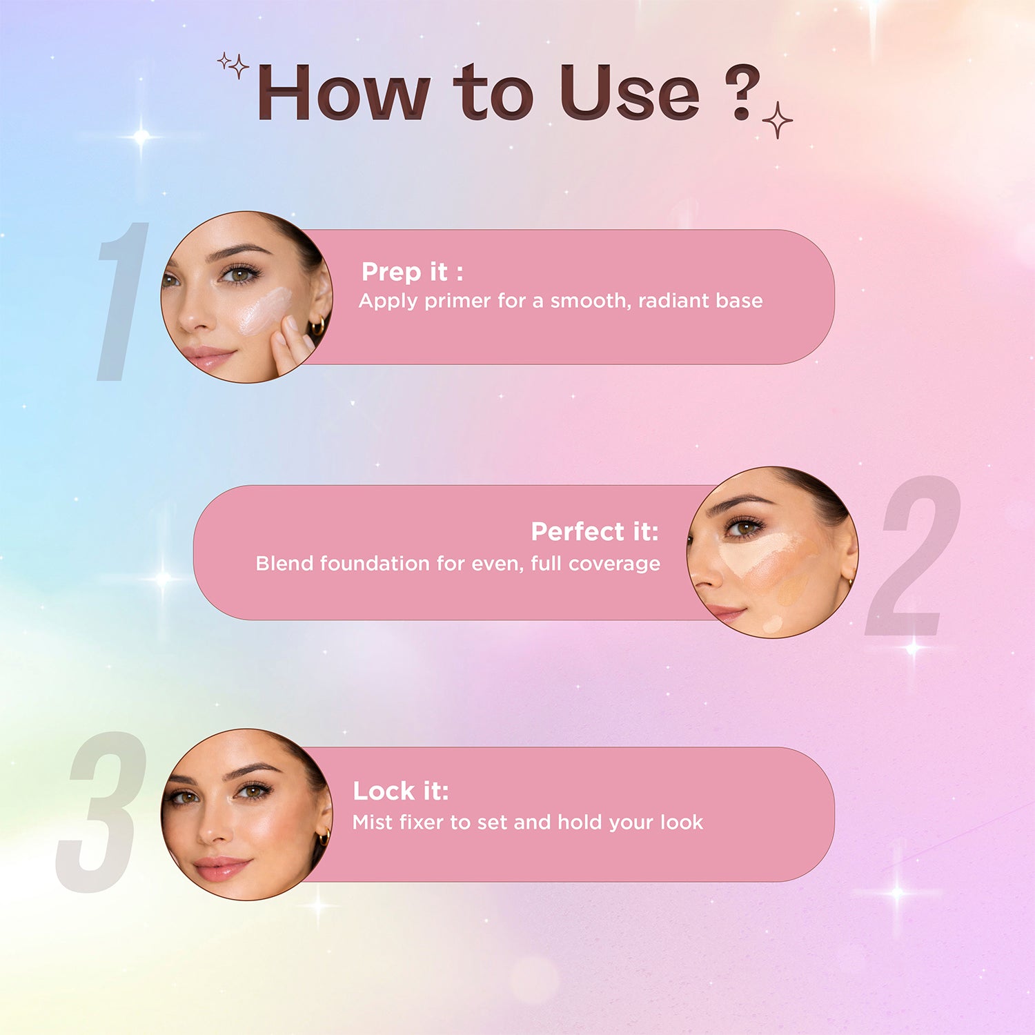 Complete HD Makeup Base Kit with Primer, Foundation &amp; Makeup Fixer Spray