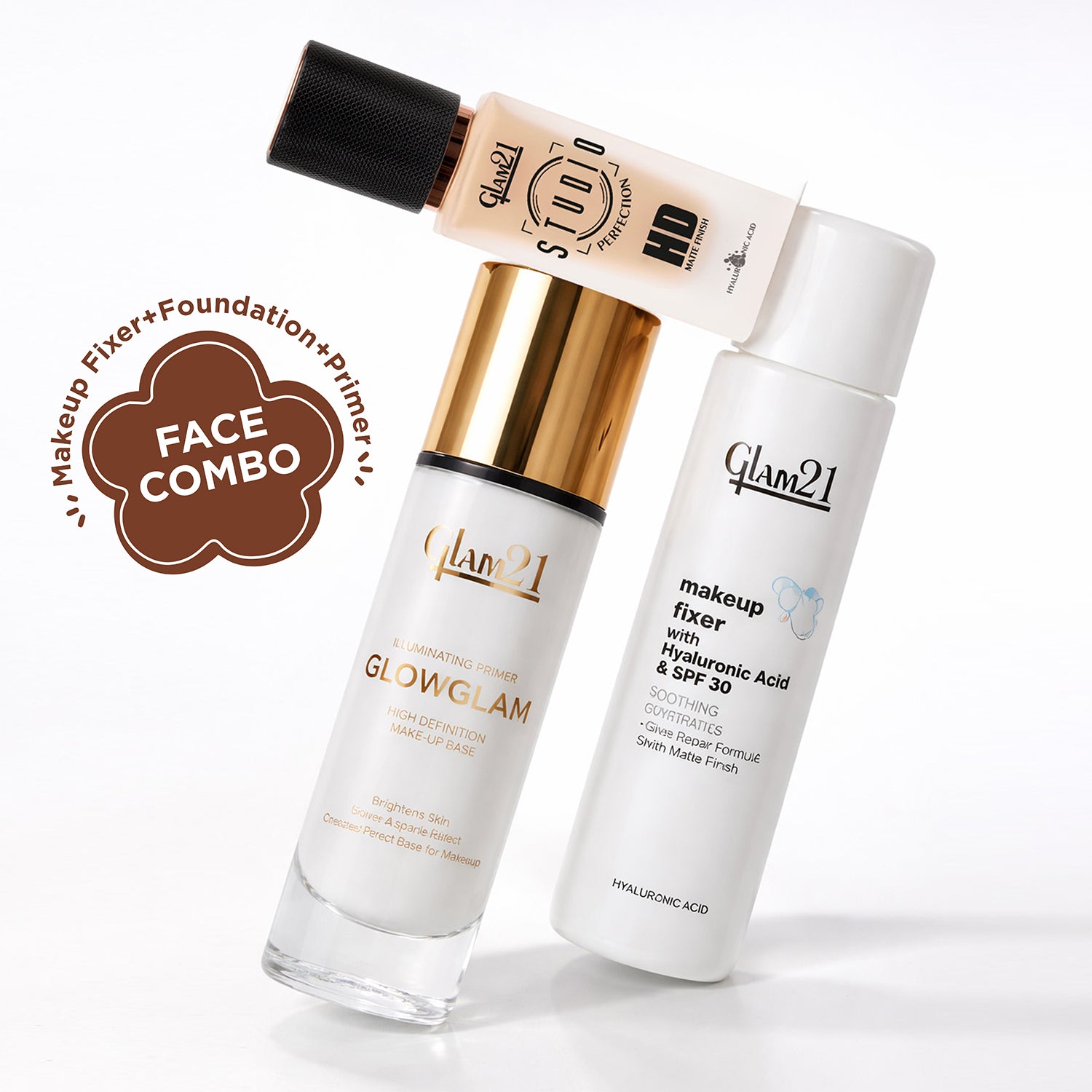 Complete HD Makeup Base Kit with Primer, Foundation &amp; Makeup Fixer Spray