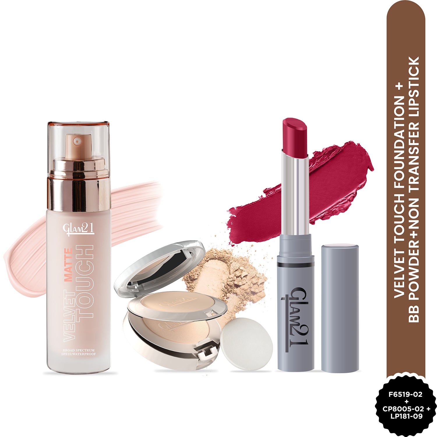 Compact Powder+Non-Transfer Lipstick+Silk Foundation Combo