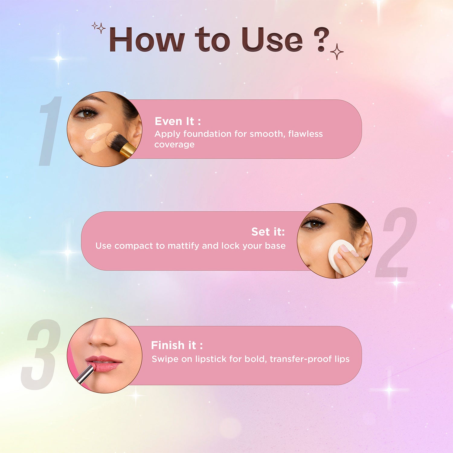 Compact Powder+Non-Transfer Lipstick+Silk Foundation Combo