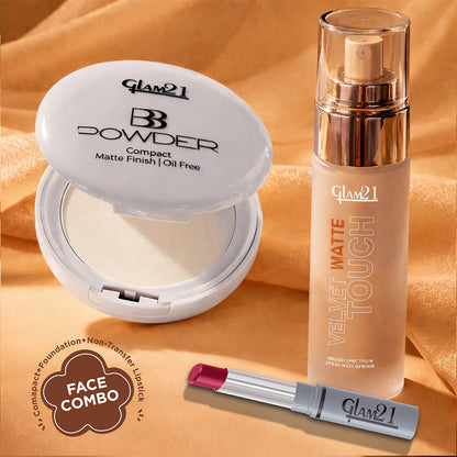 Compact Powder+Non-Transfer Lipstick+Silk Foundation Combo