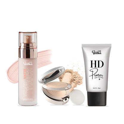 Compact Powder+HD Primer +Silk Foundation Combo