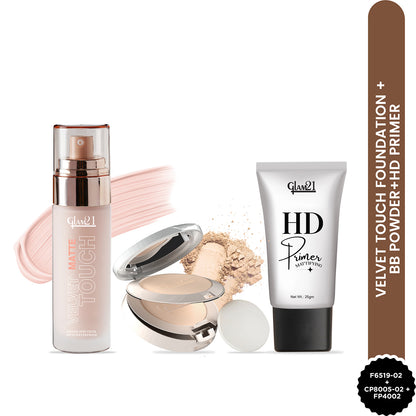 Compact Powder+HD Primer +Silk Foundation Combo