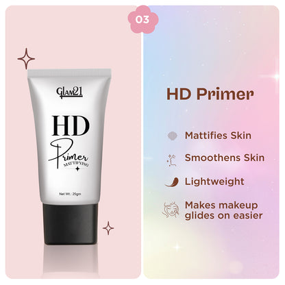 Compact Powder+HD Primer +Silk Foundation Combo