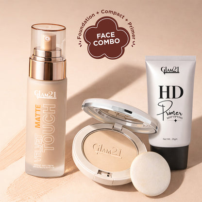 Compact Powder+HD Primer +Silk Foundation Combo