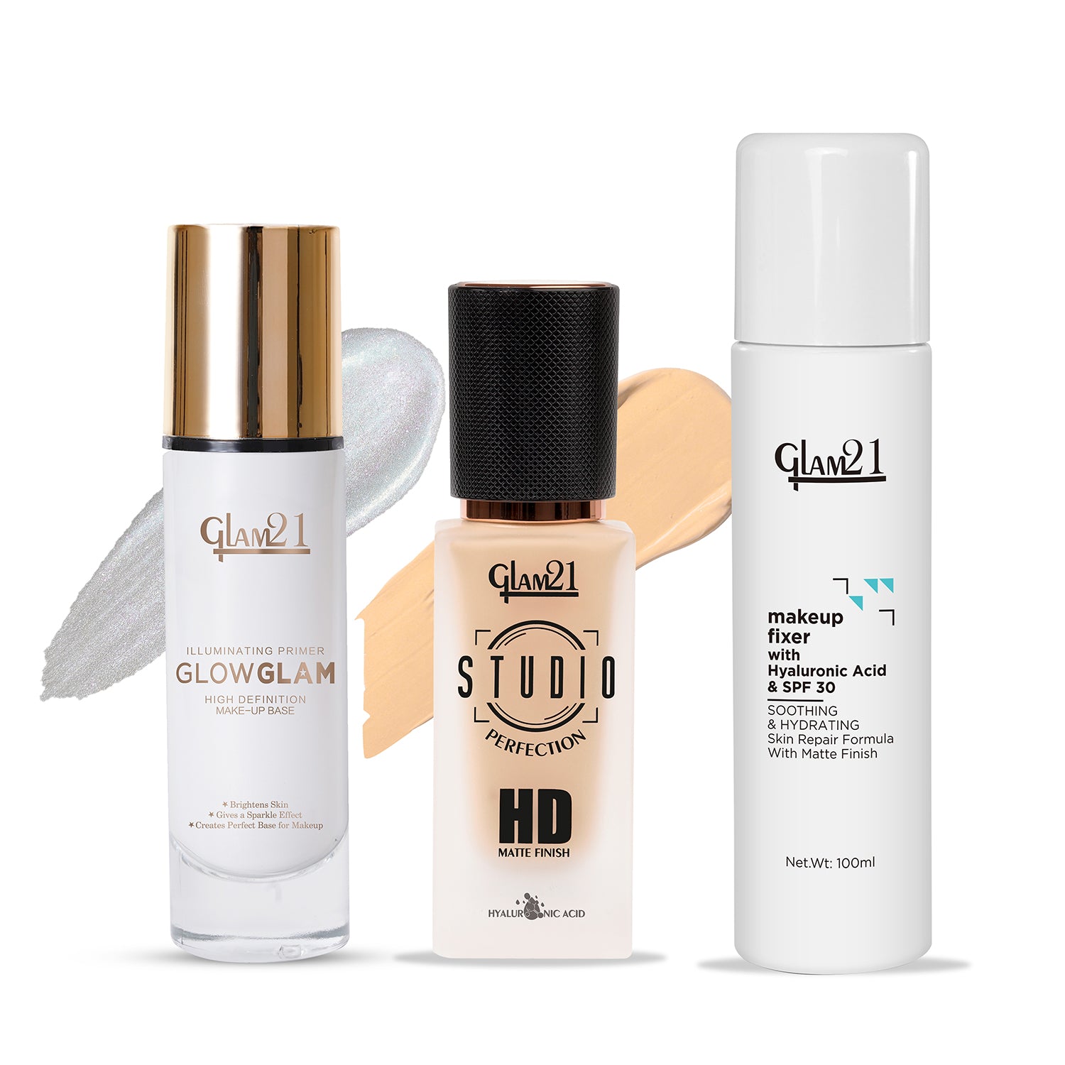 Complete HD Makeup Base Kit with Primer, Foundation &amp; Makeup Fixer Spray