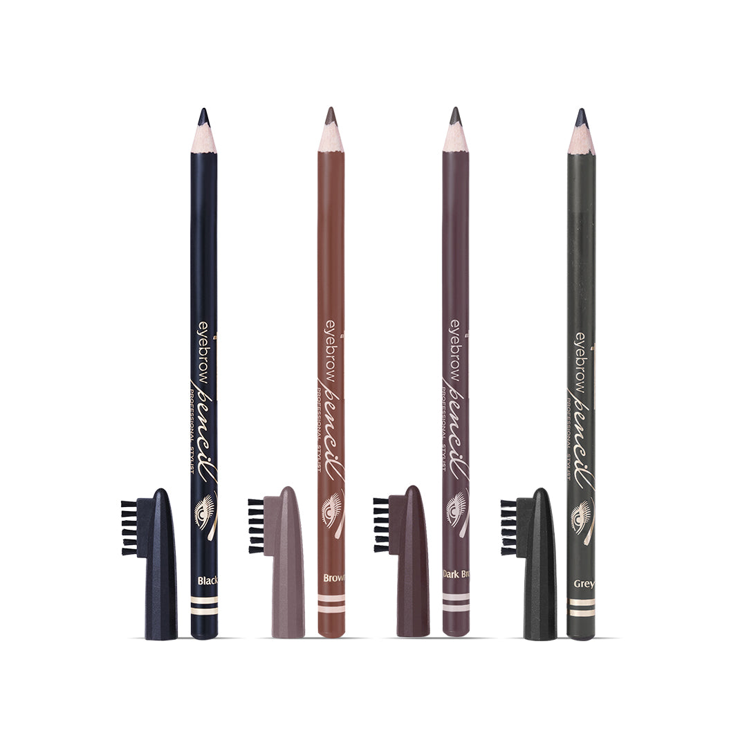 Glam21 4-in-1 Eyebrow Pencil Set - Black, Brown,Grey &amp; Dark Brown (Pack of 4)