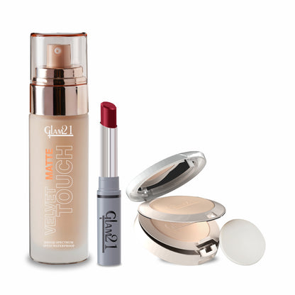 Compact Powder+Non-Transfer Lipstick+Silk Foundation Combo