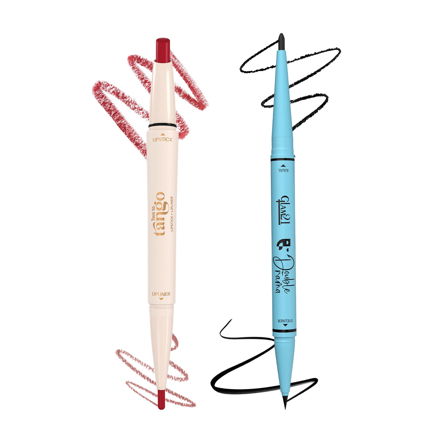 Two To Tango Lip Liner + Lipstick &amp; Double Drama Kajal+ Eyeliner