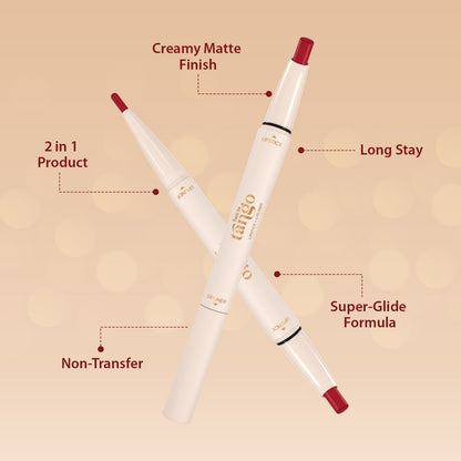 Two To Tango Lip Liner + Lipstick &amp; Double Drama Kajal+ Eyeliner