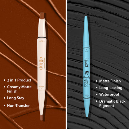 Two To Tango Lip Liner + Lipstick &amp; Double Drama Kajal+ Eyeliner
