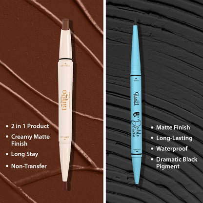 Two To Tango Lip Liner + Lipstick &amp; Double Drama Kajal+ Eyeliner